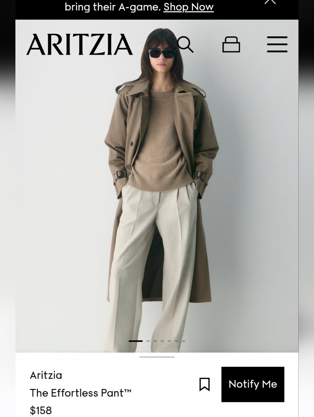 New BABATON Aritzia pleated Effortless cream pants! 0